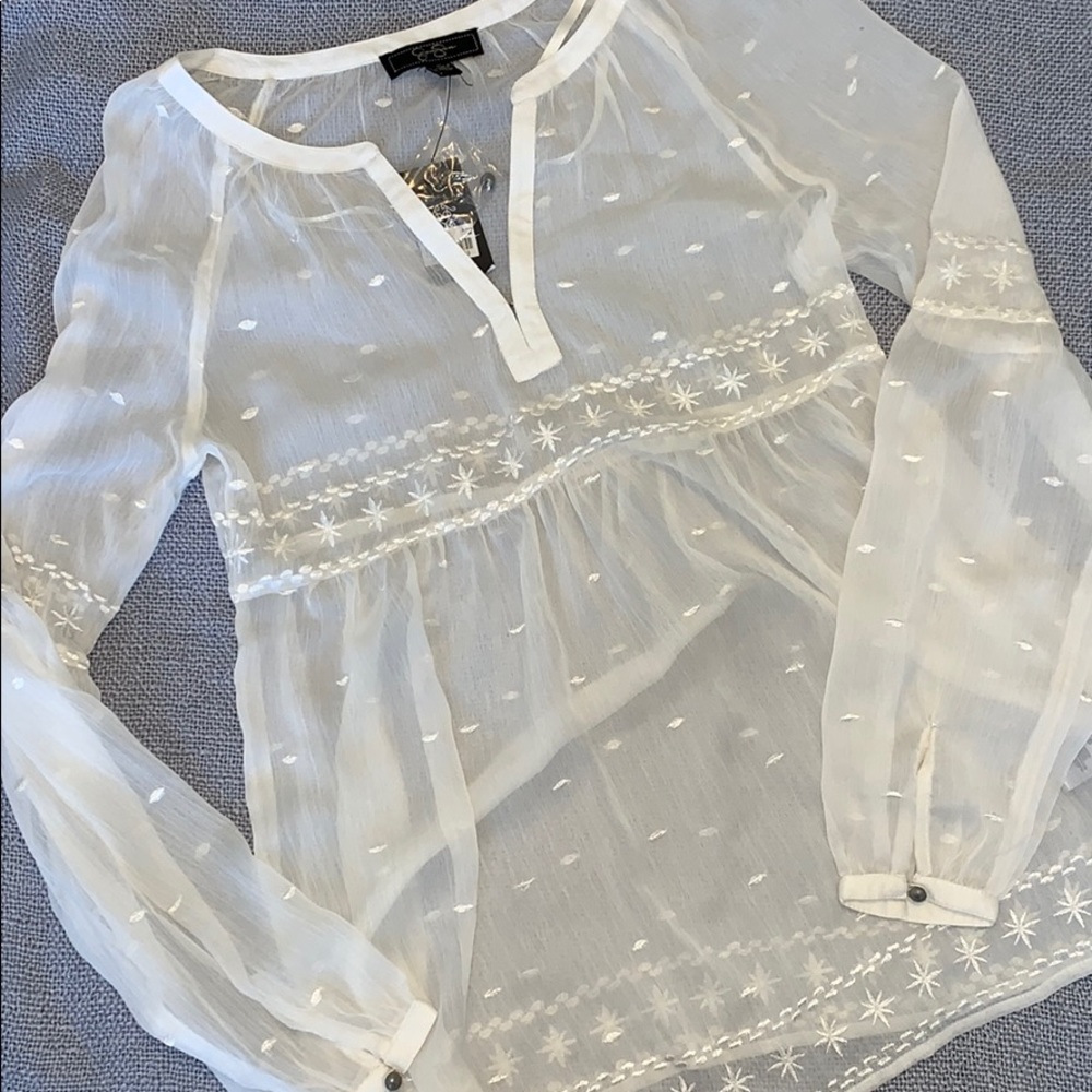 NWT Transparent off white blouse Jessica Simpson